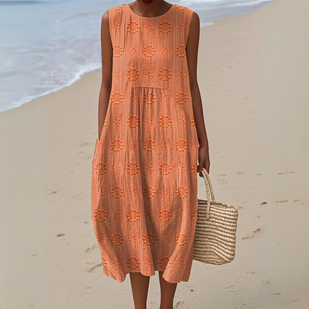 Elegantní Bavlněné Šaty bez Rukávů s Výšivkou