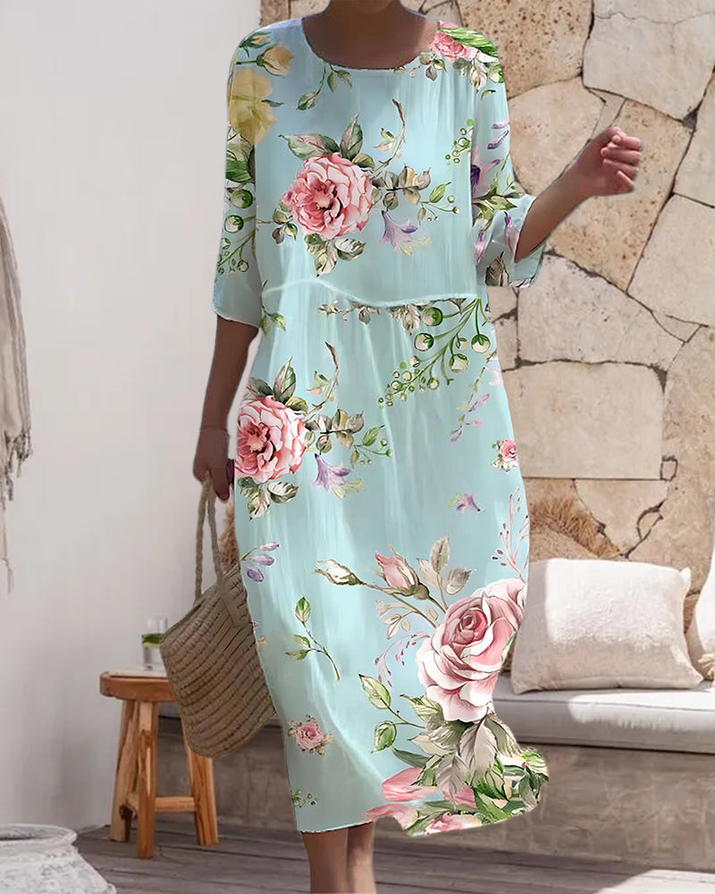 Elegant blomstret kjole