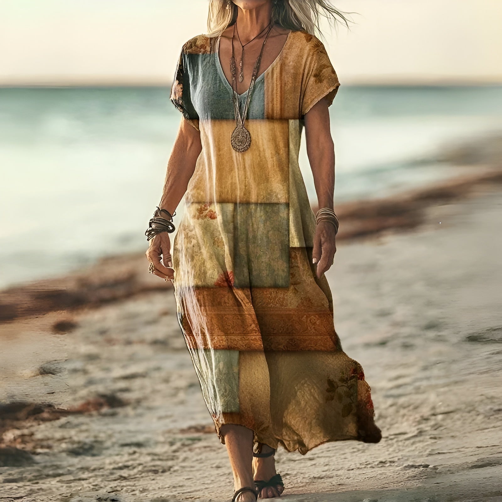 Elegantní Boho Šaty s Květinovým Vzorem