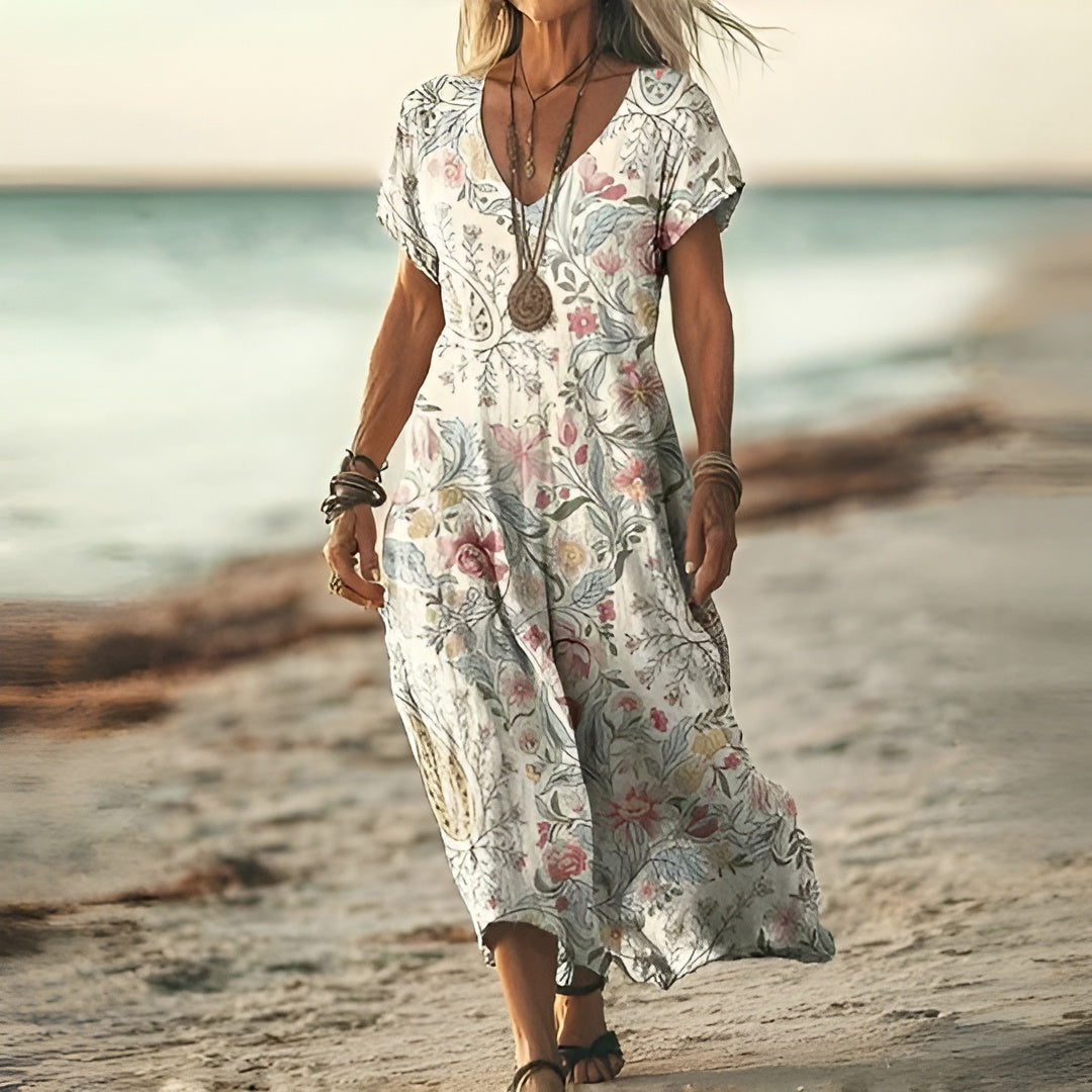 Elegantní Boho Šaty s Květinovým Vzorem